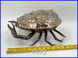 Vintage Unique Large Italian Silver Plate Crab Caviar Server Dish