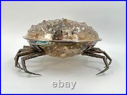 Vintage Unique Large Italian Silver Plate Crab Caviar Server Dish