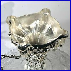 Vintage Vase Art Nouveau Silver-Plated Glass Centerpiece Epergne Large