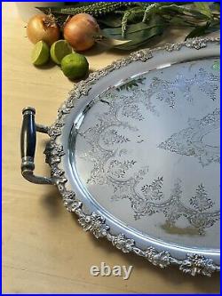 Vintage Very Large Silver Plated Serving Tray with Handles 66cm x 49cm