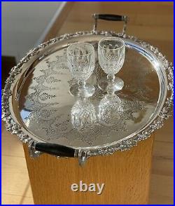 Vintage Very Large Silver Plated Serving Tray with Handles 66cm x 49cm