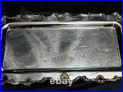 Vintage Victorian Rectangular Heavy Footed Silverplate Butlers Serving Tray 25