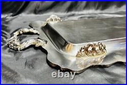 Vintage Victorian Rectangular Heavy Footed Silverplate Butlers Serving Tray 25