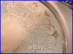 Vintage Victorian Silver Grape Border Large Round Tray