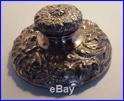 Vintage Victorian Simpson Hall Miller & Co Inkwell Quadruple Silver Plate Floral