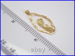 Vintage Virgin Mary Pendant Charm Necklace Unisex Pendant 14K Yellow Gold Plated
