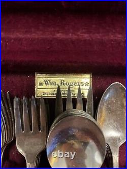 Vintage WM ROGERS Silver Plate 71 Pc. Flatware Set Silverware