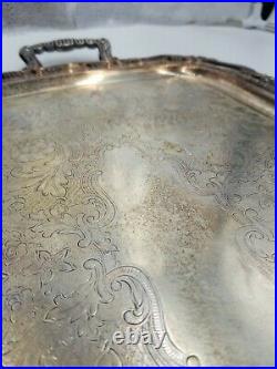 Vintage WM ROGERS Silver Plate Butlers Serving Tray Platter Large 24 X 13