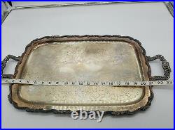 Vintage WM ROGERS Silver Plate Butlers Serving Tray Platter Large 24 X 13