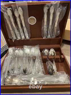 Vintage WM Rogers 61 Piece Flatware Set Silver Plated Woodland Rose 1963 with Case