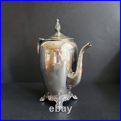 Vintage WM Rogers 9.5 Silver Plated Teapot Coffee Pot w Hinged Lid #2670 HTF