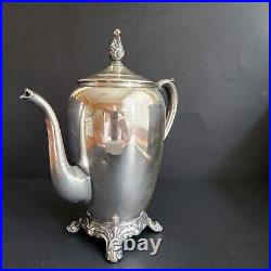 Vintage WM Rogers 9.5 Silver Plated Teapot Coffee Pot w Hinged Lid #2670 HTF