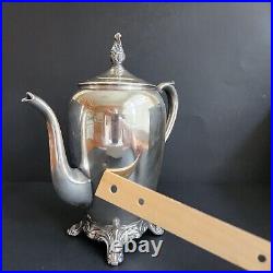 Vintage WM Rogers 9.5 Silver Plated Teapot Coffee Pot w Hinged Lid #2670 HTF