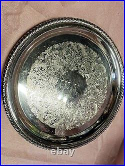 Vintage WM Rogers Large 15 Round Silver Plate Tray # 272 Eagle/Star Mark