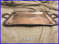 Vintage WM Rogers Ornate Silver Plated Serving Tray with Handles