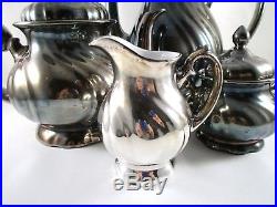 Vintage WMF GERMANY Silver Porcelain Art Nouveau Tea and Coffee 7 pc. Set