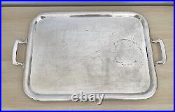 Vintage WWII Era US Navy Silverplate Tray with Handles Friedman Silver Co 1741 FSC