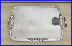 Vintage WWII Era US Navy Silverplate Tray with Handles Friedman Silver Co 1741 FSC