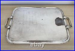 Vintage WWII Era US Navy Silverplate Tray with Handles Friedman Silver Co 1741 FSC