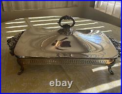 Vintage Wallace Baroque Silver Plate Large Buffet Serving Dish 233 Pyrex Liner