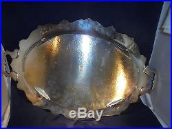 Vintage Wallace Royal English ornate silverplate serving tray footed
