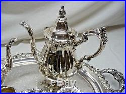 Vintage Wallace Silver Plate Baroque 7 Piece Tea and Coffee Set