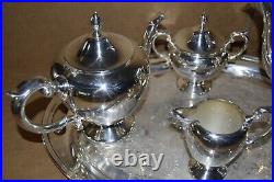 Vintage! Wallace Silver Plated 5 Pc. Tea/Coffee Set with Tray Silverplate READ