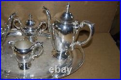 Vintage! Wallace Silver Plated 5 Pc. Tea/Coffee Set with Tray Silverplate READ