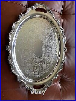 Vintage Wallace Silver Plated La Reine Butlers Tray #1100 Silverplated Tea Tray