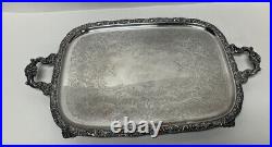 Vintage Webster Wilcox Silver Plated Decorative Etched Serving Tray 23 X 13
