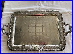 Vintage Wilcox International Silver IS Silver Plate Tray A1383 22 Grapes Roses