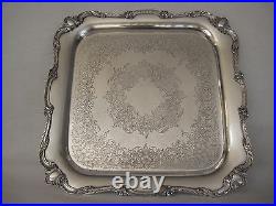 Vintage Wilcox Is Silver Silverplated Rochelle Epns Square Plate, 14 3/4