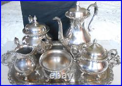 Vintage Wilcox S. P. International Du Barry 6 Pcs footed silver Plated Tea Set