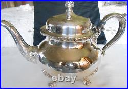 Vintage Wilcox S. P. International Du Barry 6 Pcs footed silver Plated Tea Set
