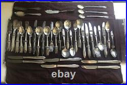 Vintage Wm. A Rogers Oneida Service for 12 Silver Plated Silverware with case 60pc