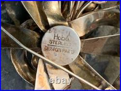 Vintage Wm Hobe Sterling Silver & Gold Plated Multicolored Rhinestone Brooch Pin