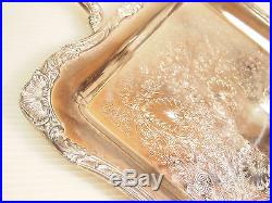 Vintage Wm ROGERS Silver plated Large 24 Engraved Rectangular Serving Tray