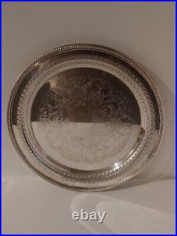 Vintage Wm Rogers Mfg Co Silver Plate 12 1/4 Round Serving Tray #170 Platter