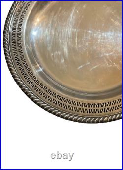 Vintage Wm Rogers Mfg Co Silver Plate 13.4 Round Serving Tray #855 Platter Larg