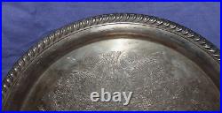 Vintage Wm Rogers silver plated ornate floral serving plate tray