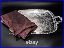 Vintage XL Silver Plate Serving Tray Rococo With Dust Bag EGW&S