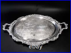 Vintage XL Silver Plate Tray Oval Serving Tray El Grandee Towle