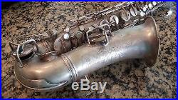 Vintage c. 1928 CONN Alto Saxophone Silver Plate Elkhart IND Pat 1119954 USA