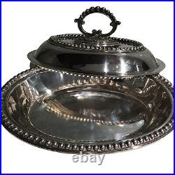 Vintage lidded silver plate serving dish/entree dish