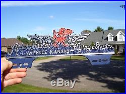 Vintage nos 40s KANSAS Jayhawk Ashcraft Flying service license plate topper gm