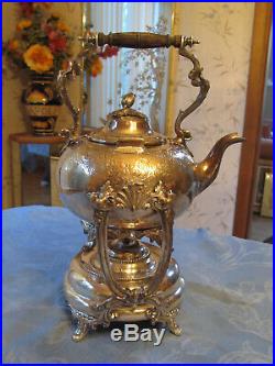 Vintage or Antique Victorian Style Tilting Silver Plated Teapot on Stand Warmer