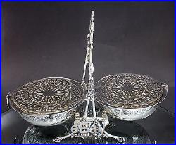 Vintage silver plate engraved 2 section bun/muffin/biscuit warmer/holder/dish