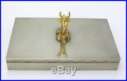 Vintage silver plated Hermes table box humidor cigarette case tobaccinalia Paris