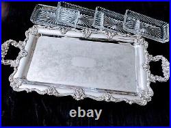 Vintage silver plated tray with handles
