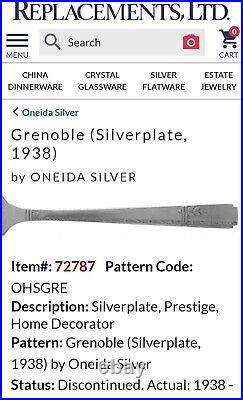 Vintage silverplated 87 piece Grenoble flatware set by Oneida. 1938